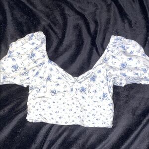 Altar'd State Blue and White Floral Blouse